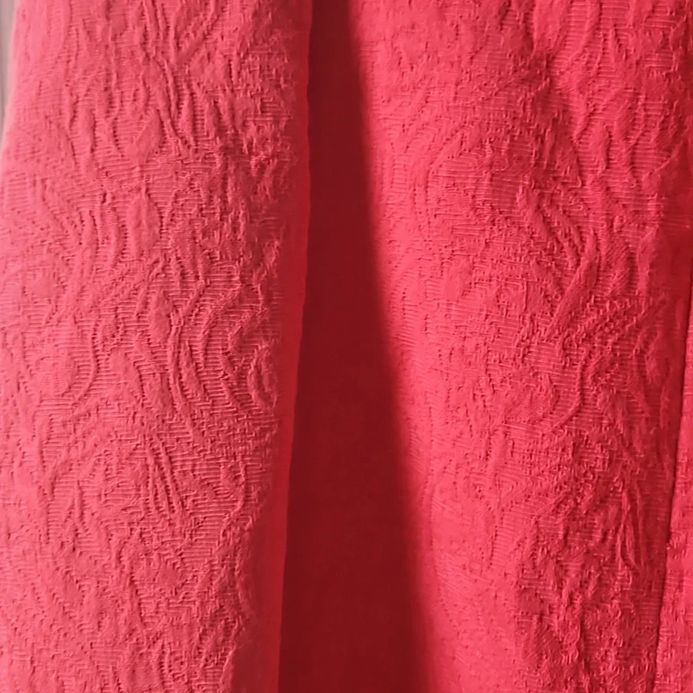 Chetta B Sunhee Jacquard Beaded Shrimp Coral Pink Fitted Sheath Dress  Size  8 - Picture 4 of 4